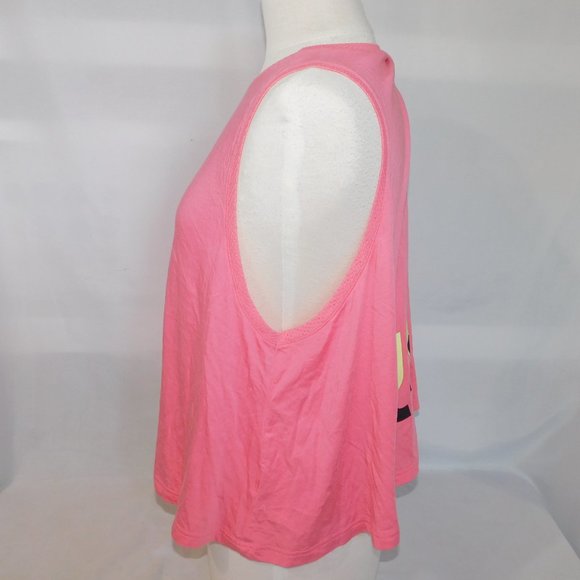 Puma Womens XL Pink Sleeveless Crop tank Workout Causal Shirt Back Spellout - Picture 5 of 7